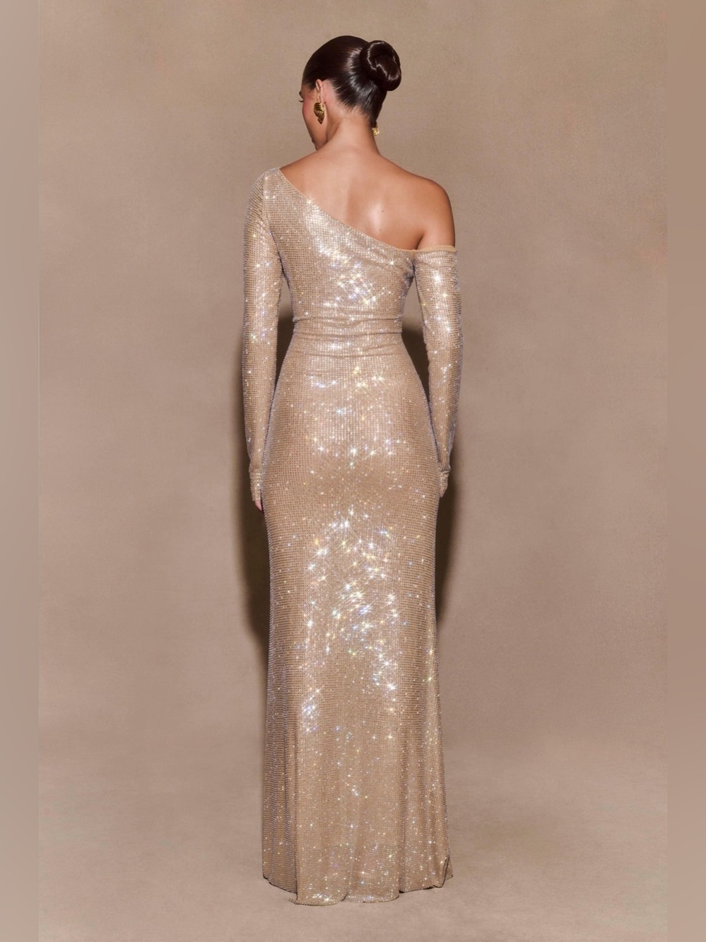 Meshki Marcia Diamante Long Sleeve Maxi Dress - Nude - Picture 5 of 10